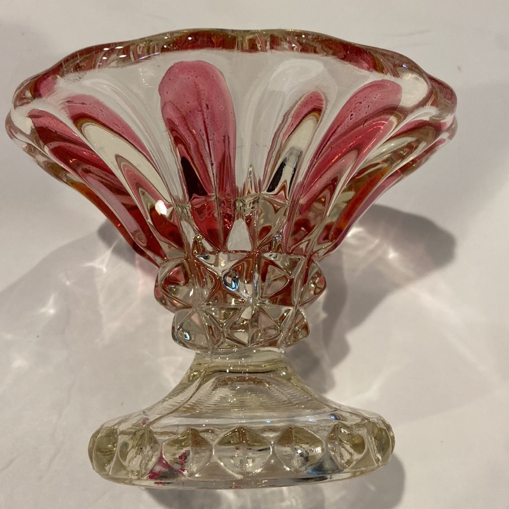 Vintage Indiana Glass Ruby Lotus Blossom Candle Holder - Picture 3 of 4